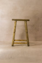 Vintage Rustic Elm Wood Stool - Medium - No 55