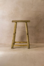 Vintage Rustic Elm Wood Stool - Medium - No 55