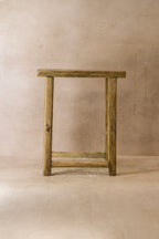 Vintage Rustic Elm Wood Stool - Medium - No 56