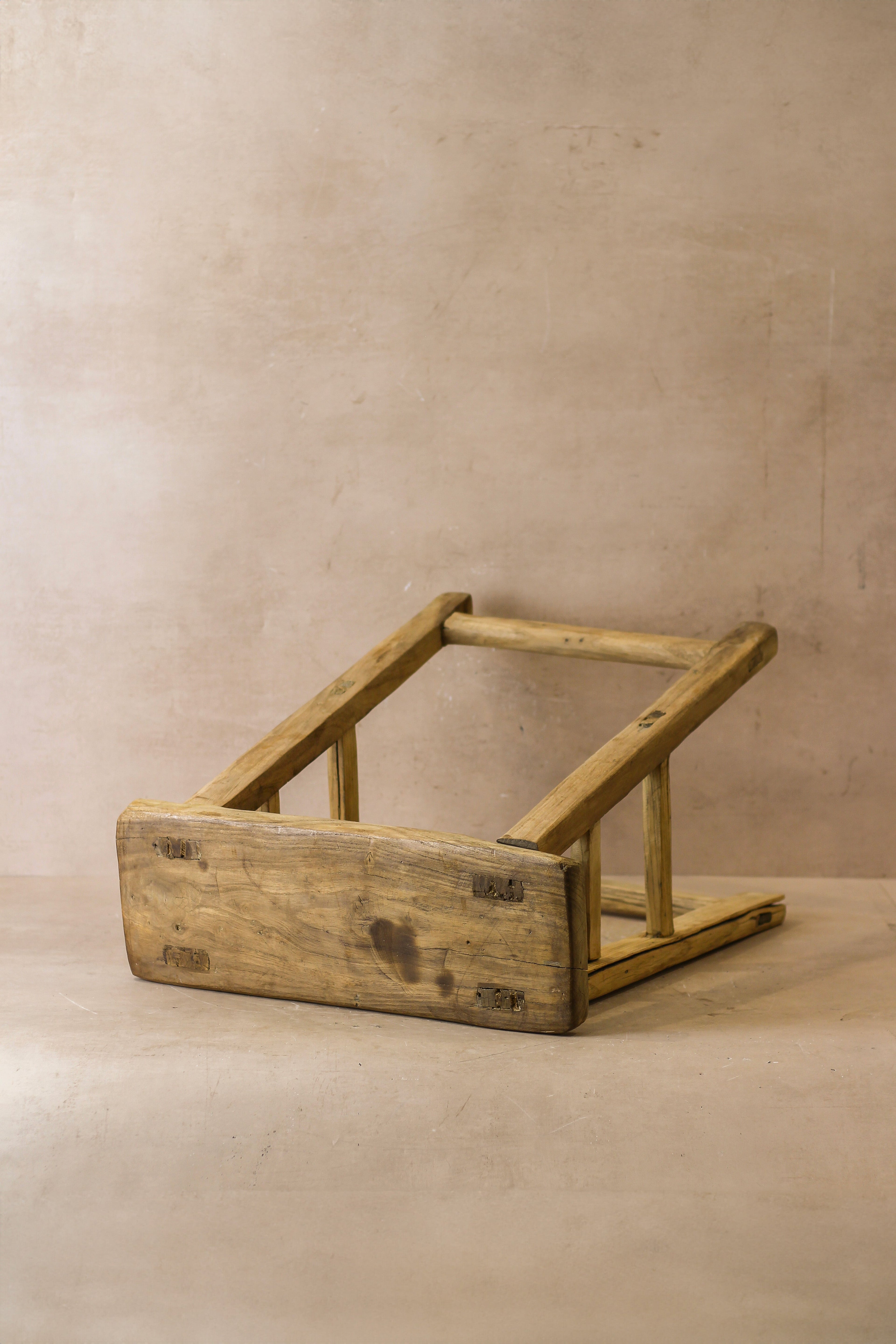 Vintage Rustic Elm Wood Stool - Medium - No 56