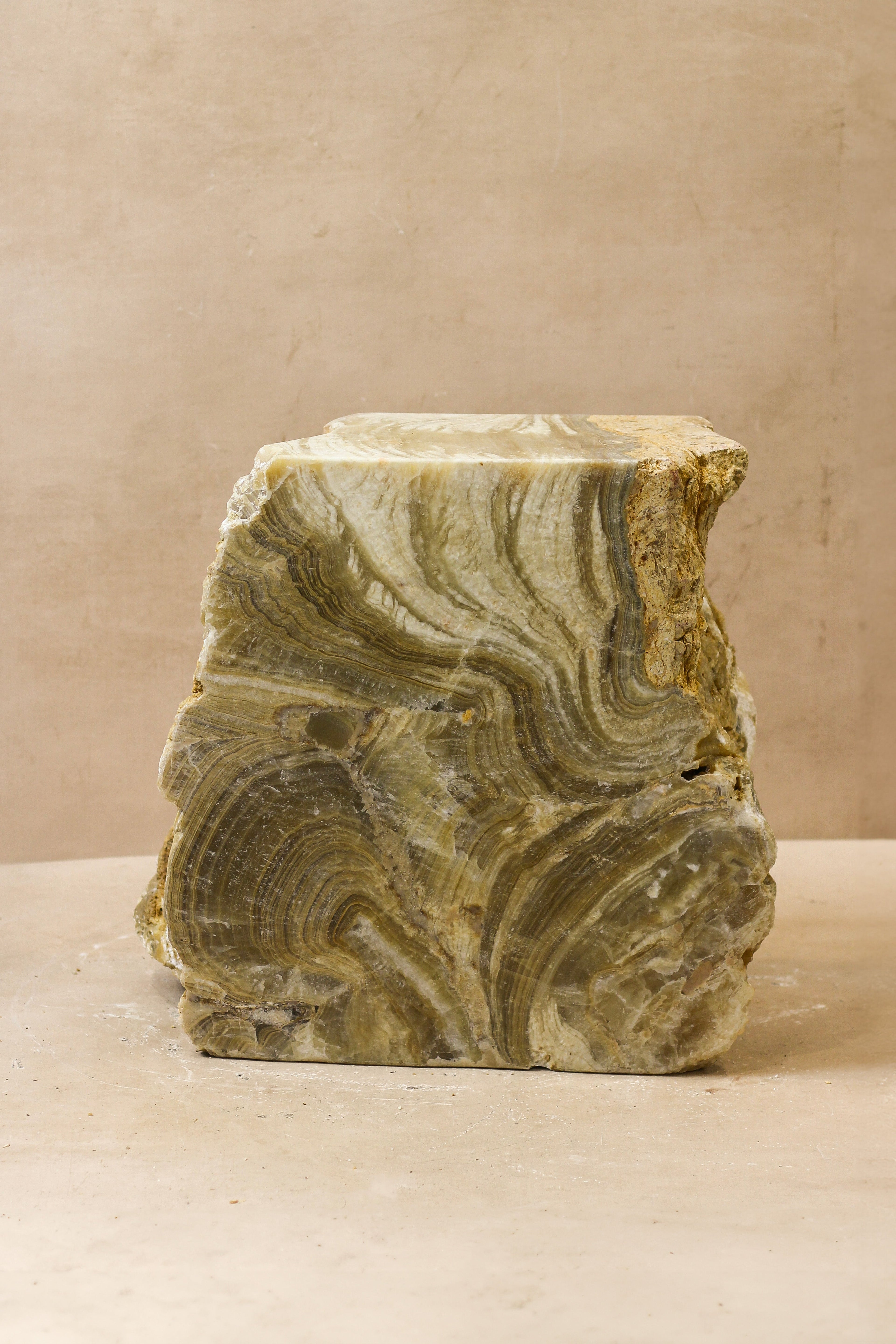 Onyx Side Table Pedestal Raw Cut - Solid - No 3