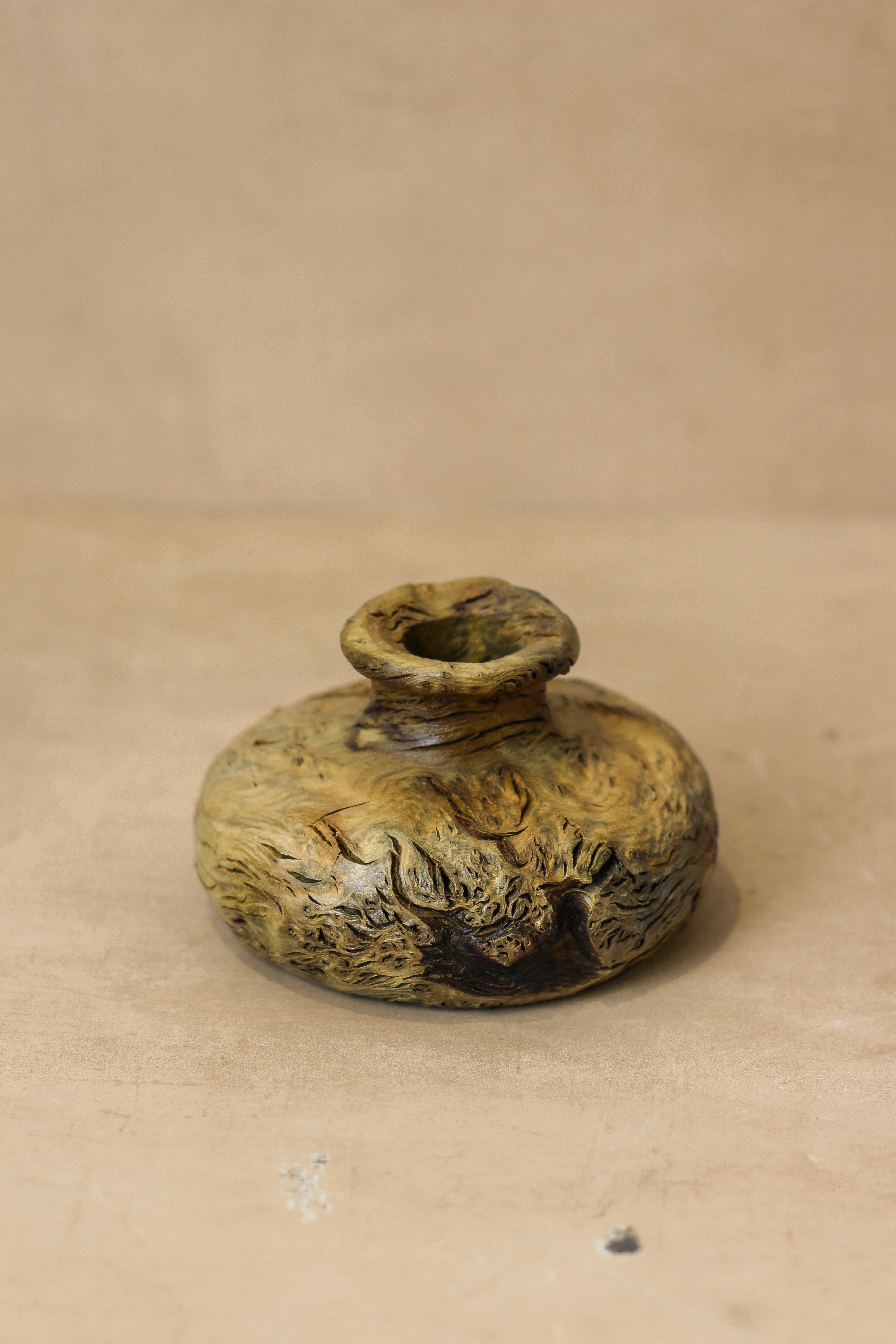 Vintage Small Wood Vase - No 1