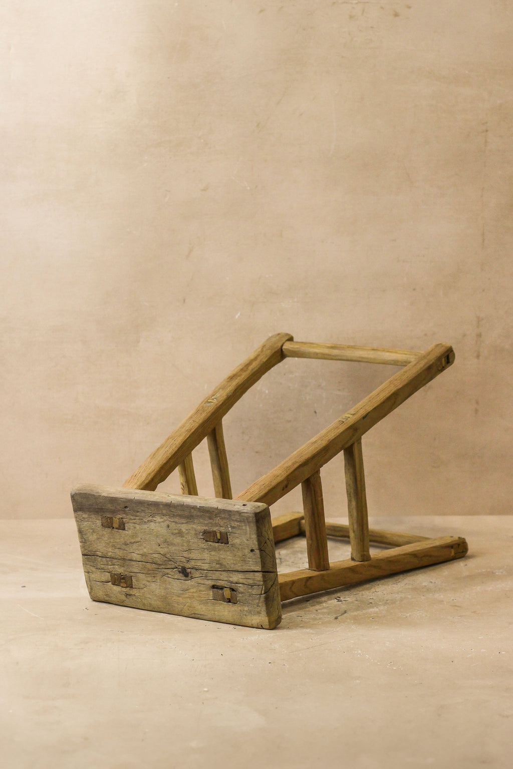 Vintage Rustic Elm Wood Stool - Medium - No 58