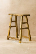 Vintage Rustic Elm Wood Stool - Medium - No 59