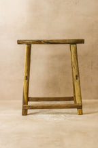 Vintage Rustic Elm Wood Stool - Medium - No 59