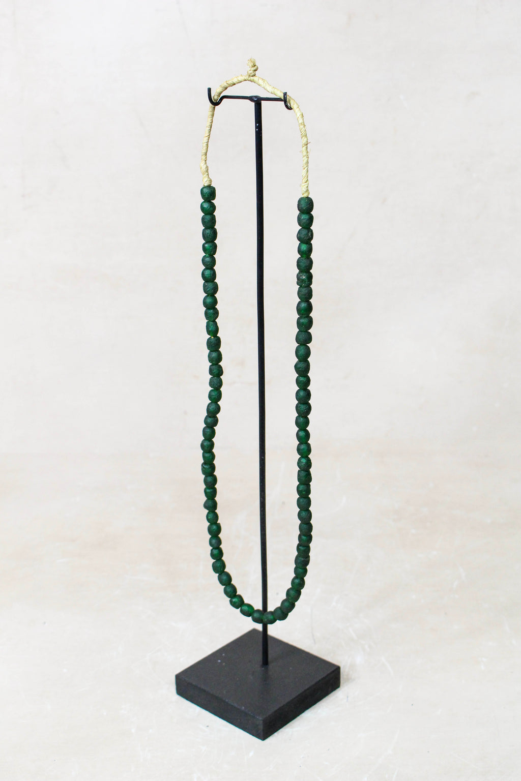 Ghana Glass Beads Necklace, Dark Green - 214.1