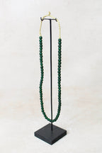 Ghana Glass Beads Necklace, Dark Green - 214.1