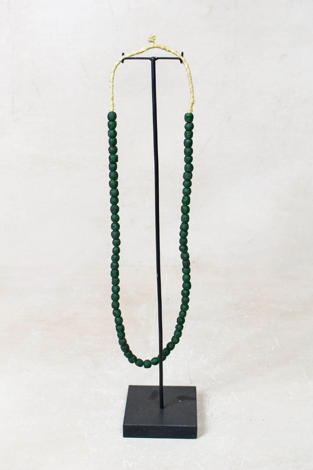 Ghana Glass Beads Necklace, Dark Green - 214.1