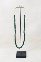 Ghana Glass Beads Necklace, Dark Green - 214.1