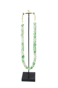 Ghana Glass Beads Necklace, Green and White - 85.12