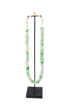 Ghana Glass Beads Necklace, Green and White - 85.12