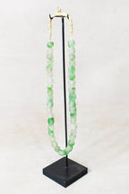 Ghana Glass Beads Necklace, Green and White - 85.12