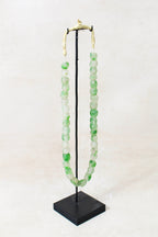 Ghana Glass Beads Necklace, Green and White - 85.12