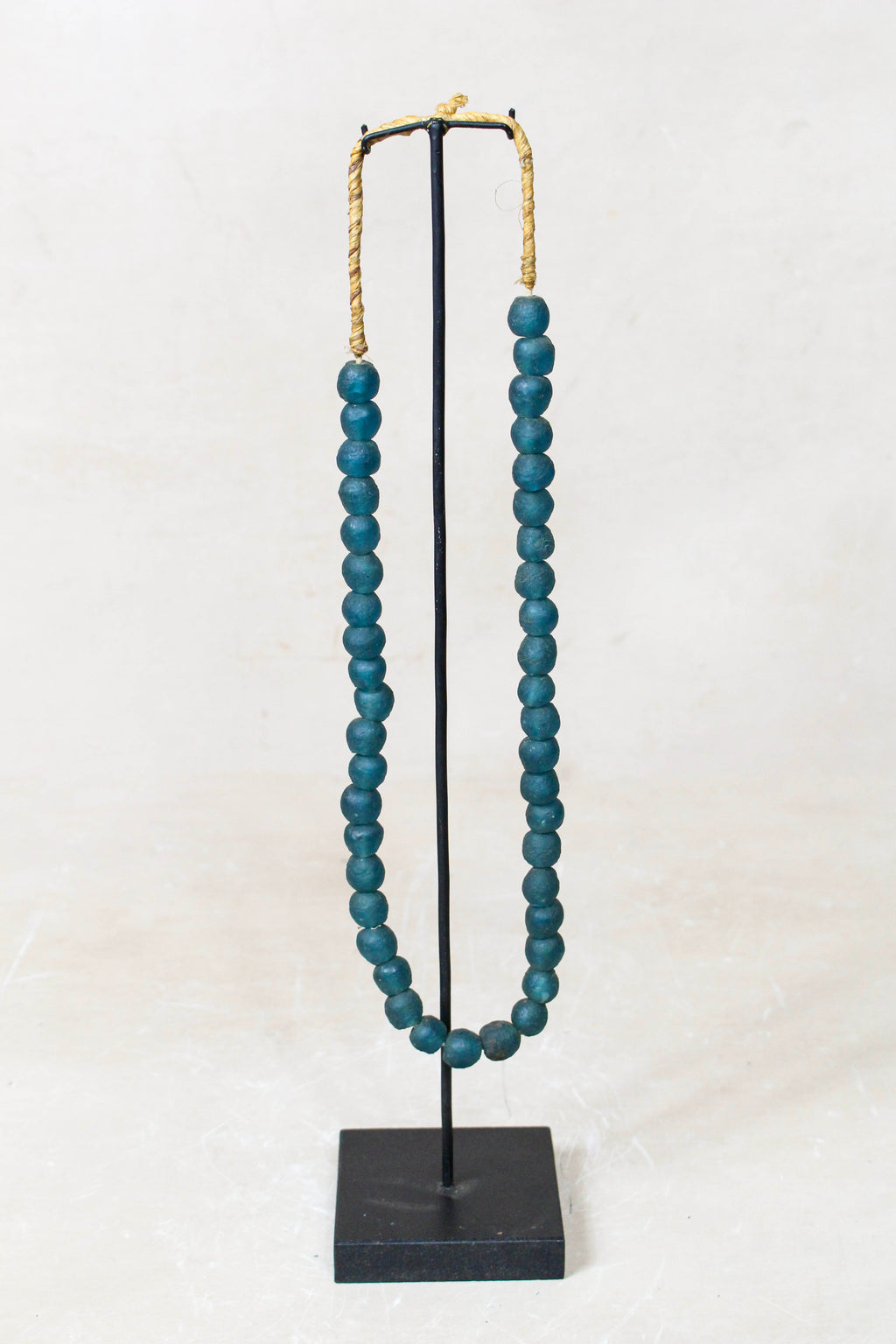 Ghana Glass Beads Necklace, Dark Teal - 85.13