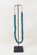 Ghana Glass Beads Necklace, Dark Teal - 85.13