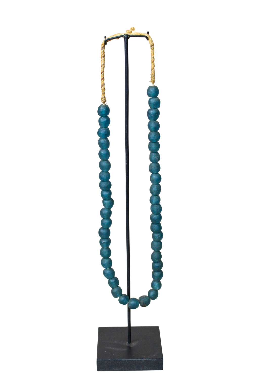 Ghana Glass Beads Necklace, Dark Teal - 85.13