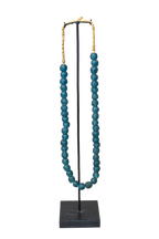 Ghana Glass Beads Necklace, Dark Teal - 85.13