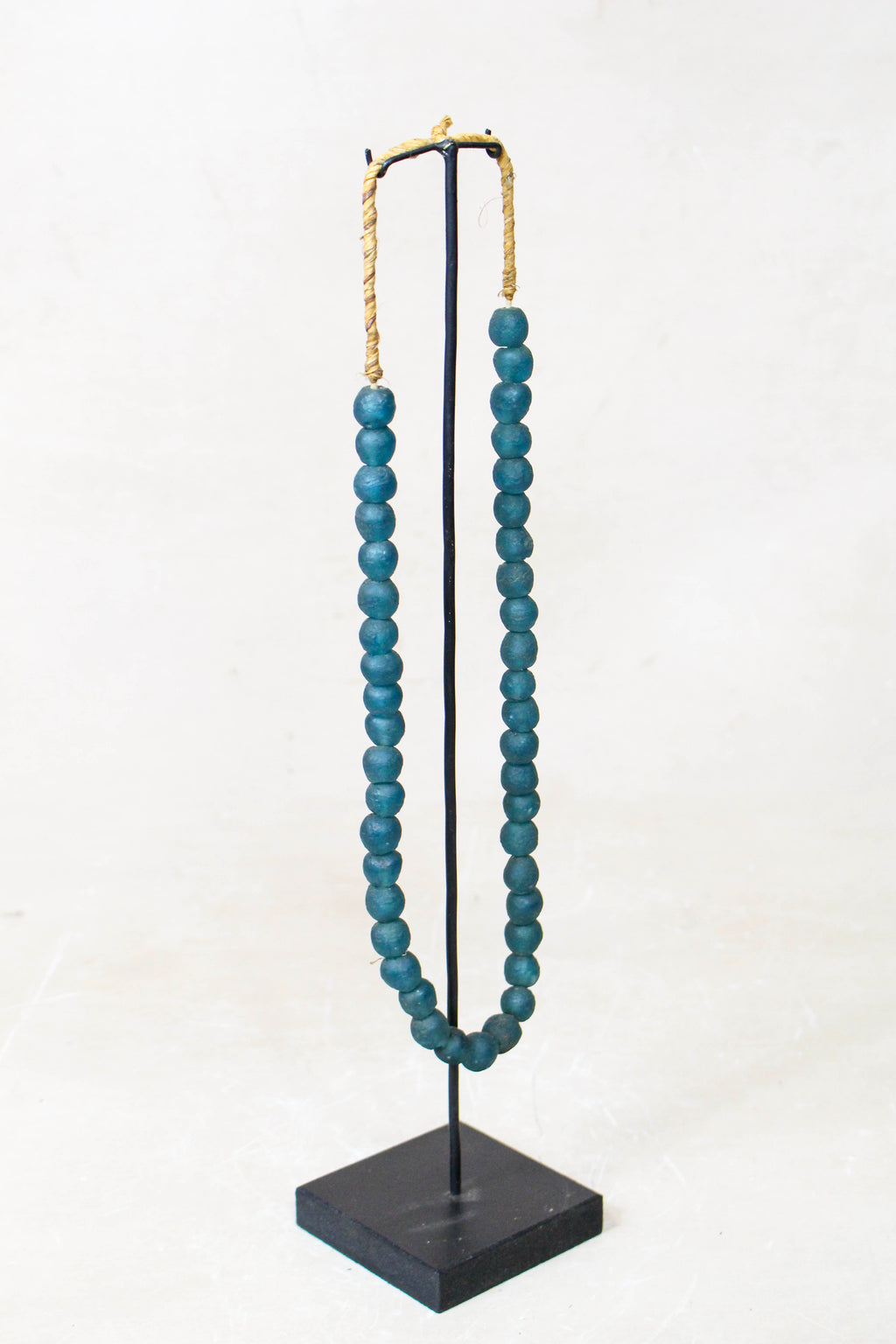 Ghana Glass Beads Necklace, Dark Teal - 85.13