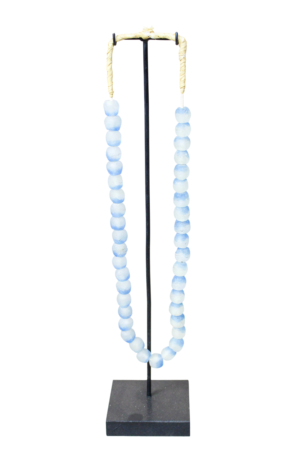 Ghana Glass Beads Necklace, Blue and White - 85.14