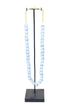 Ghana Glass Beads Necklace, Blue and White - 85.14