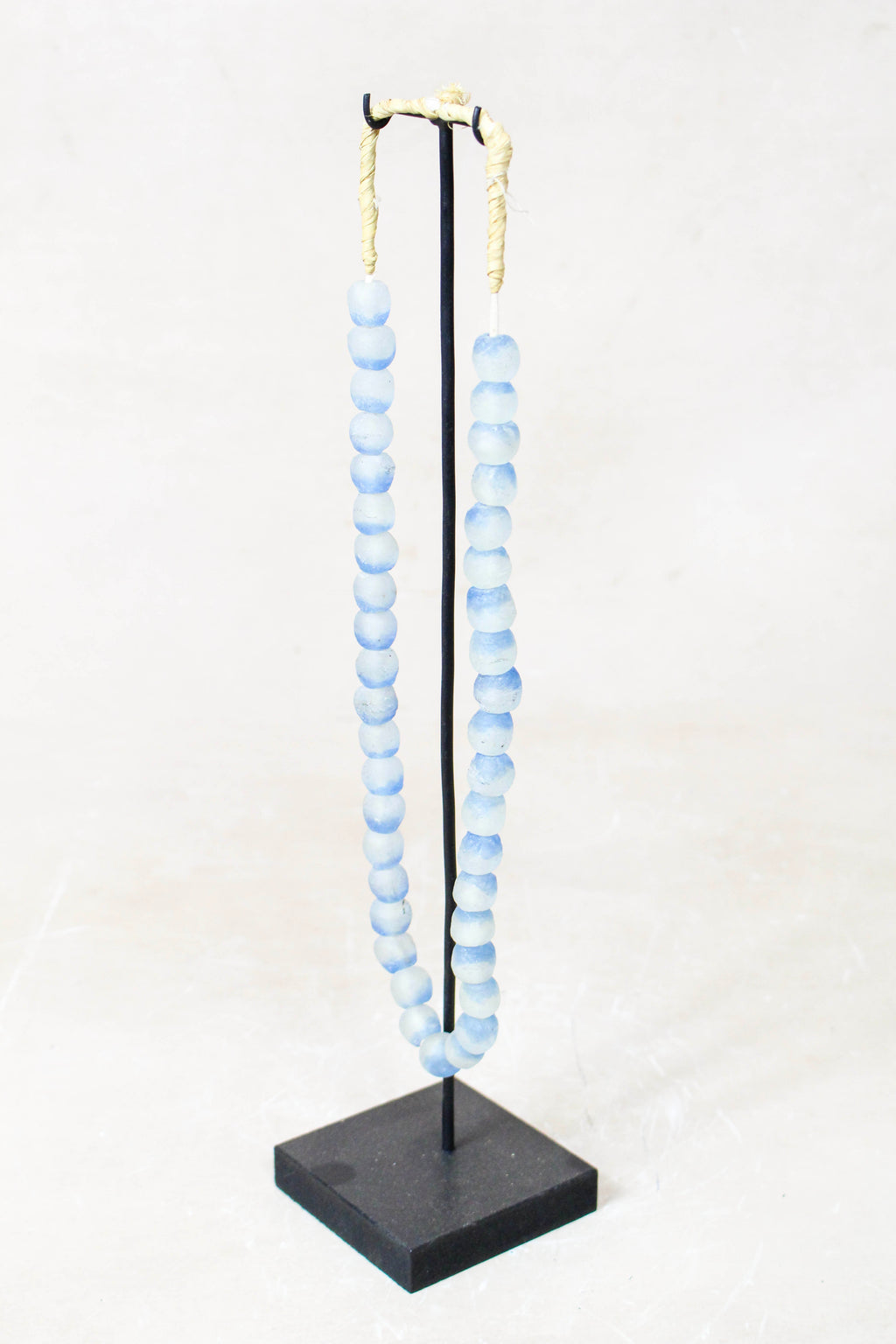 Ghana Glass Beads Necklace, Blue and White - 85.14