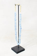 Ghana Glass Beads Necklace, Blue and White - 85.14