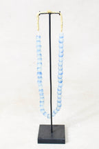 Ghana Glass Beads Necklace, Blue and White - 85.14