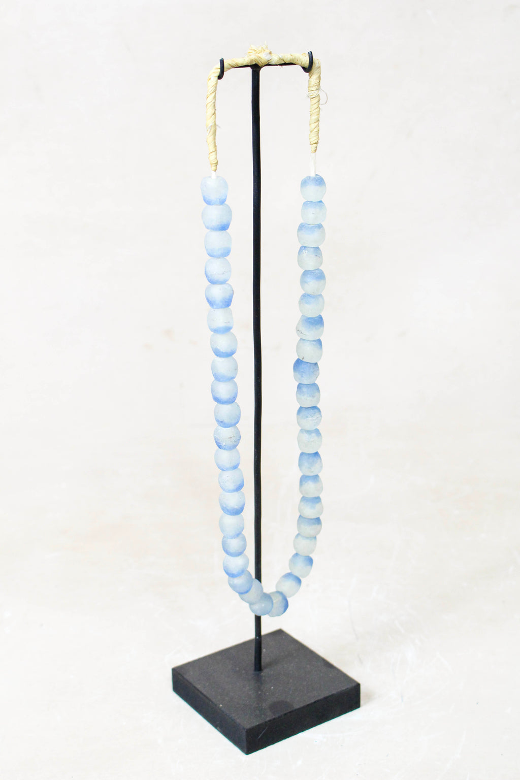 Ghana Glass Beads Necklace, Blue and White - 85.14