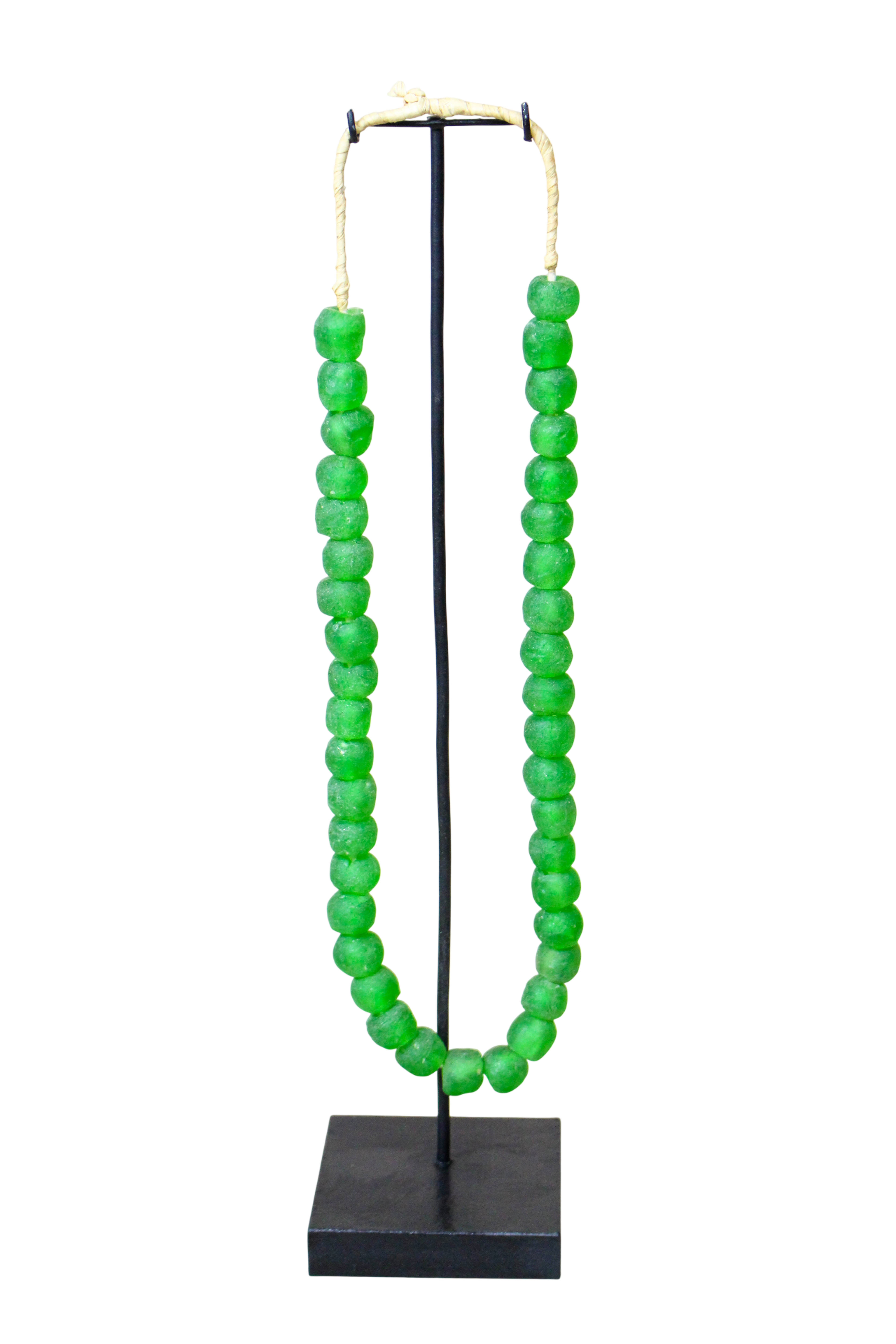 Ghana Glass Beads Necklace, Green - 85.15