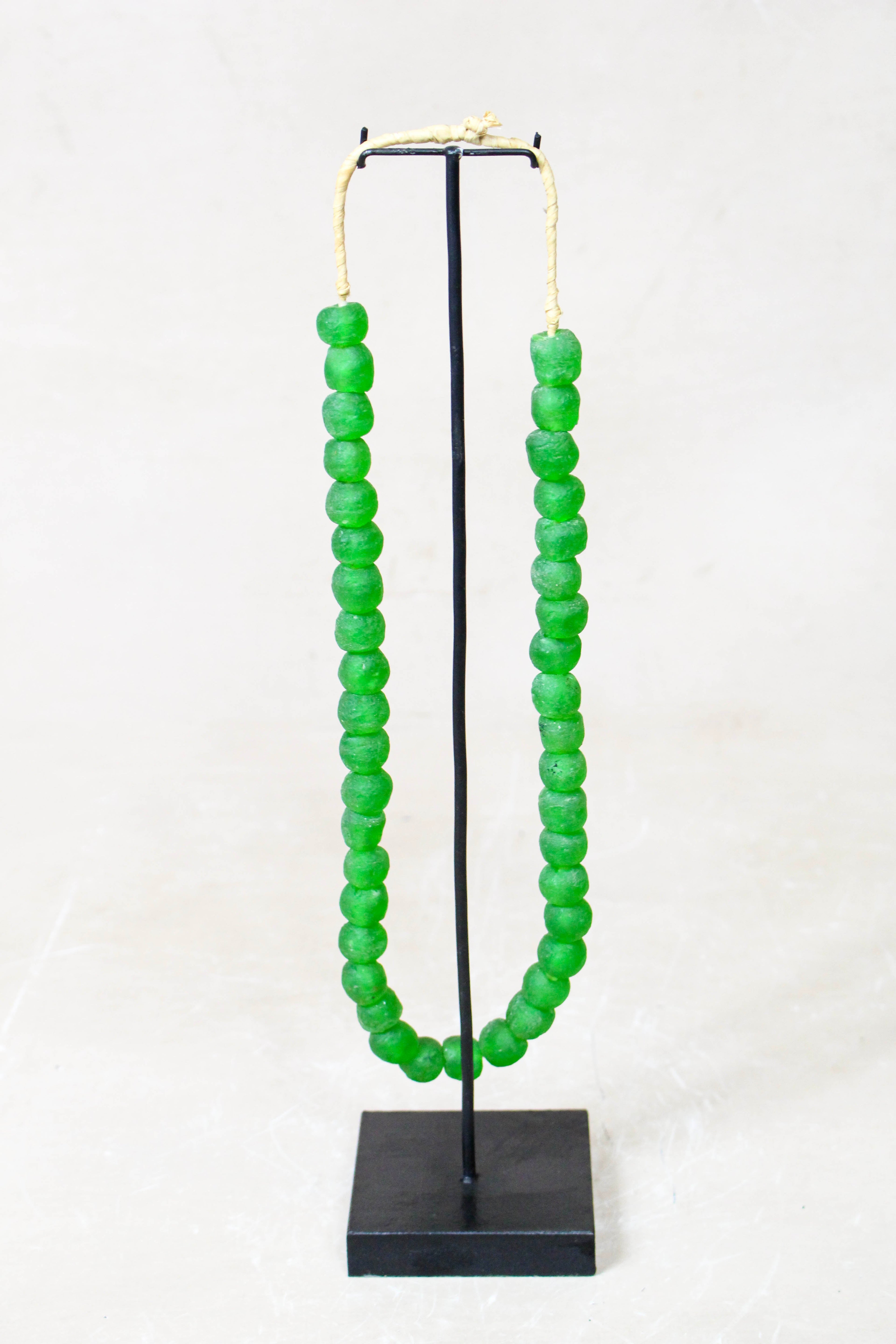 Ghana Glass Beads Necklace, Green - 85.15