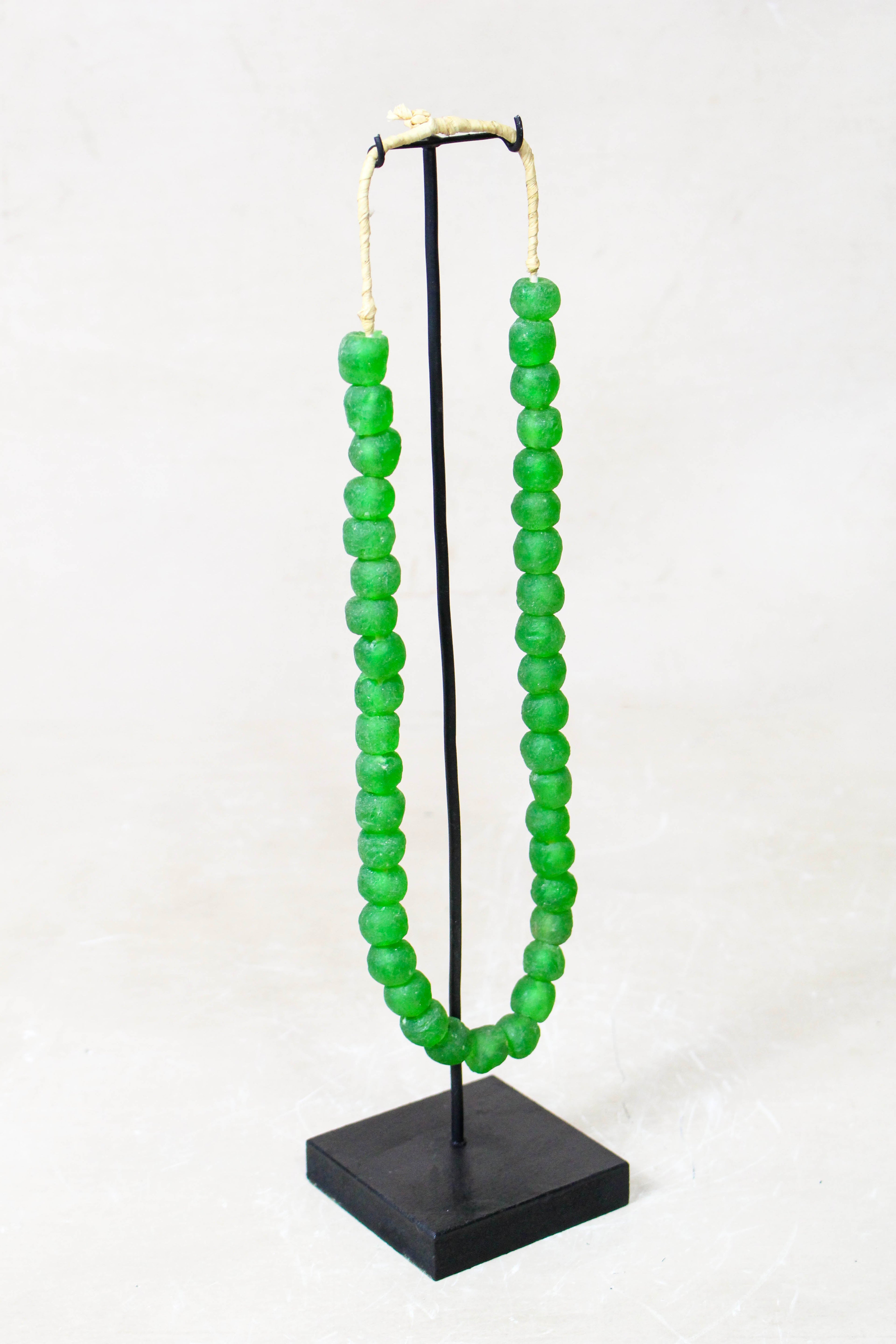 Ghana Glass Beads Necklace, Green - 85.15