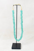 Ghana Glass Beads Necklace, Light Teal - 85.16