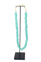 Ghana Glass Beads Necklace, Light Teal - 85.16