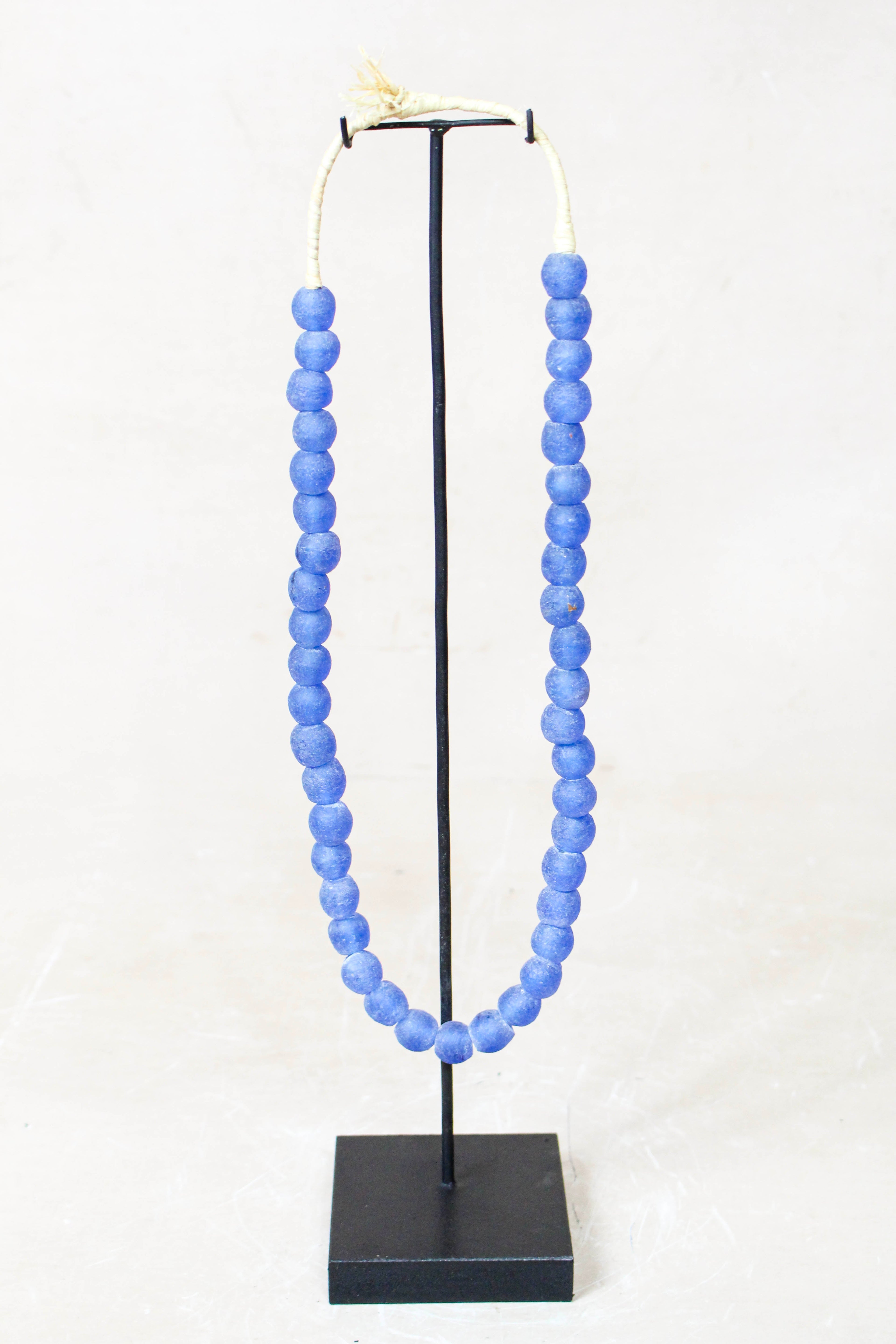 Ghana Glass Beads Necklace, Blue - 85.17