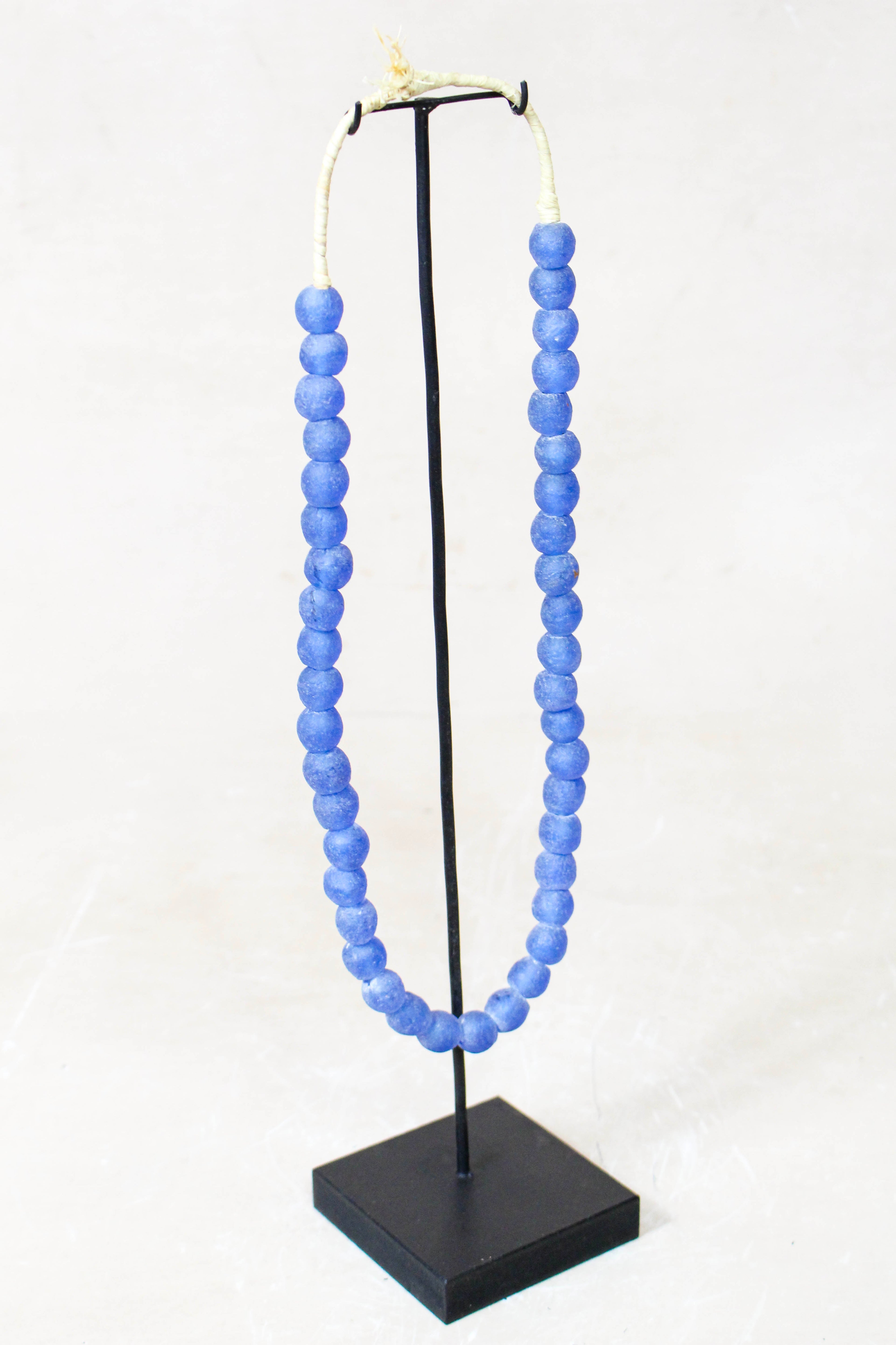 Ghana Glass Beads Necklace, Blue - 85.17