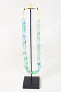 Ghana Glass Beads Necklace, Green White and Blue - 85.18