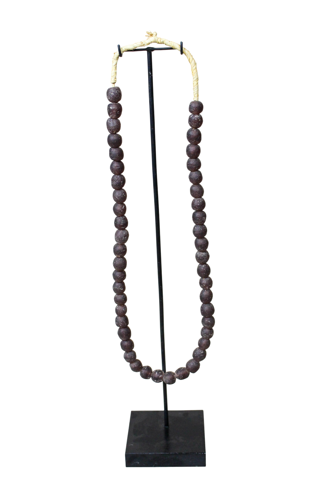 Ghana Glass Beads Necklace, Dark Brown - 85.19