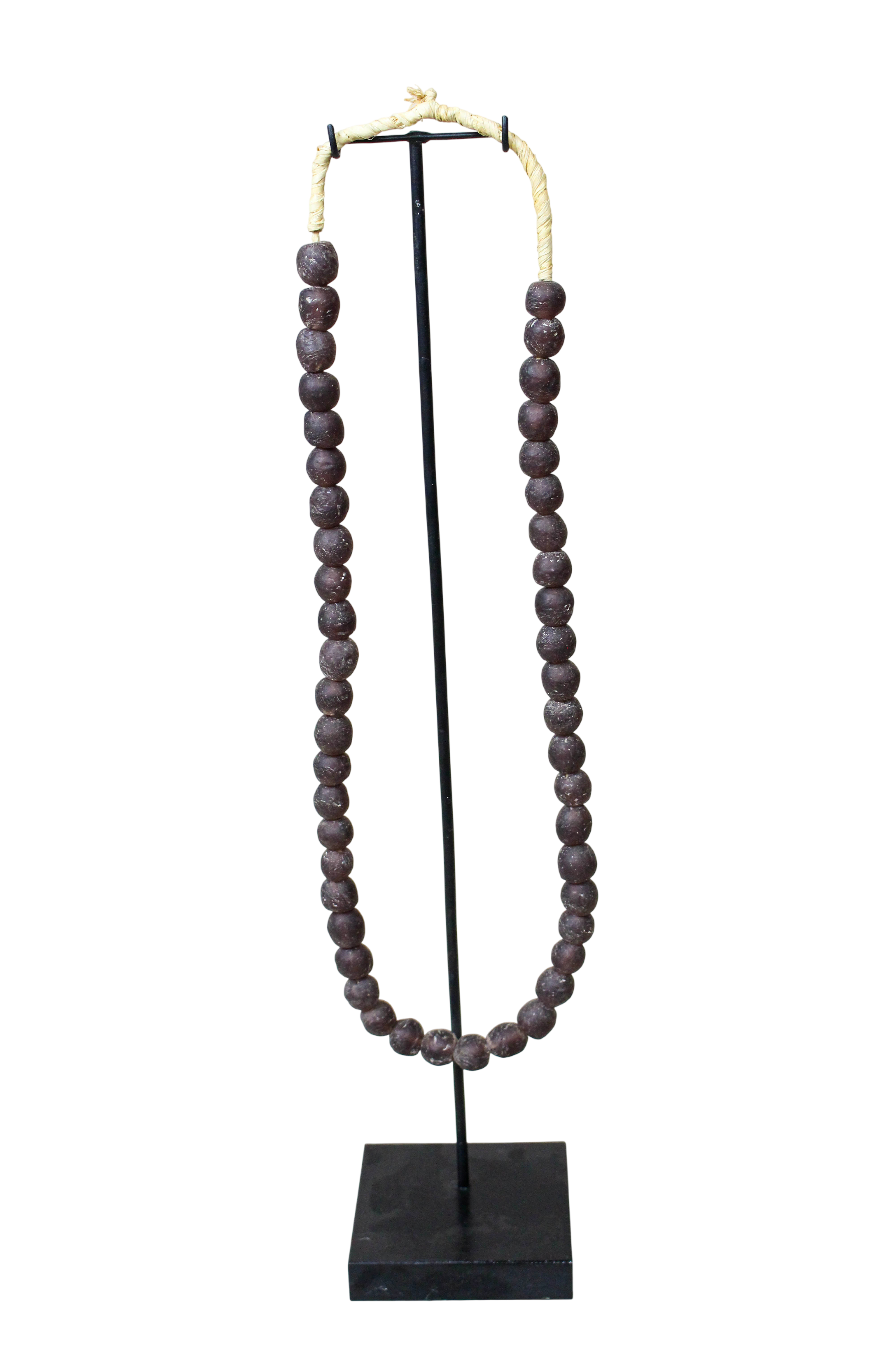 Ghana Glass Beads Necklace, Dark Brown - 85.19