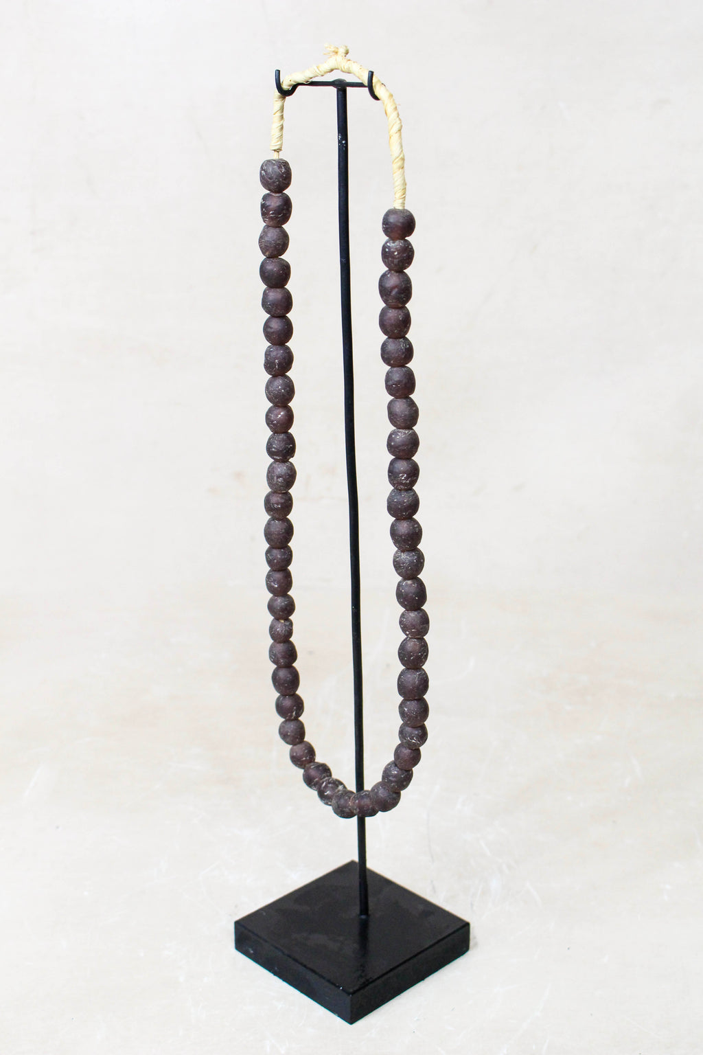 Ghana Glass Beads Necklace, Dark Brown - 85.19