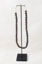 Ghana Glass Beads Necklace, Dark Brown - 85.19