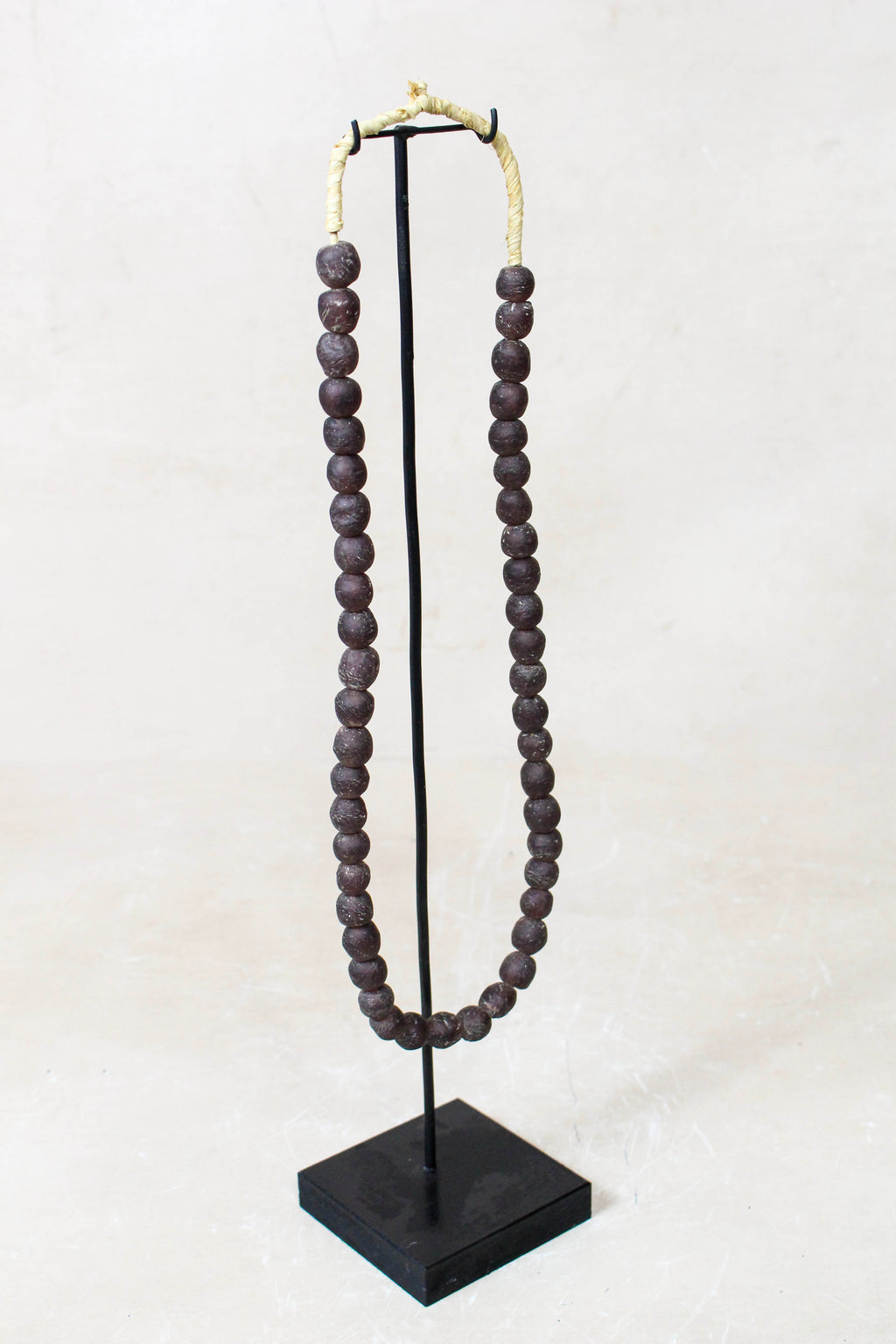 Ghana Glass Beads Necklace, Dark Brown - 85.19