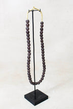 Ghana Glass Beads Necklace, Dark Brown - 85.19