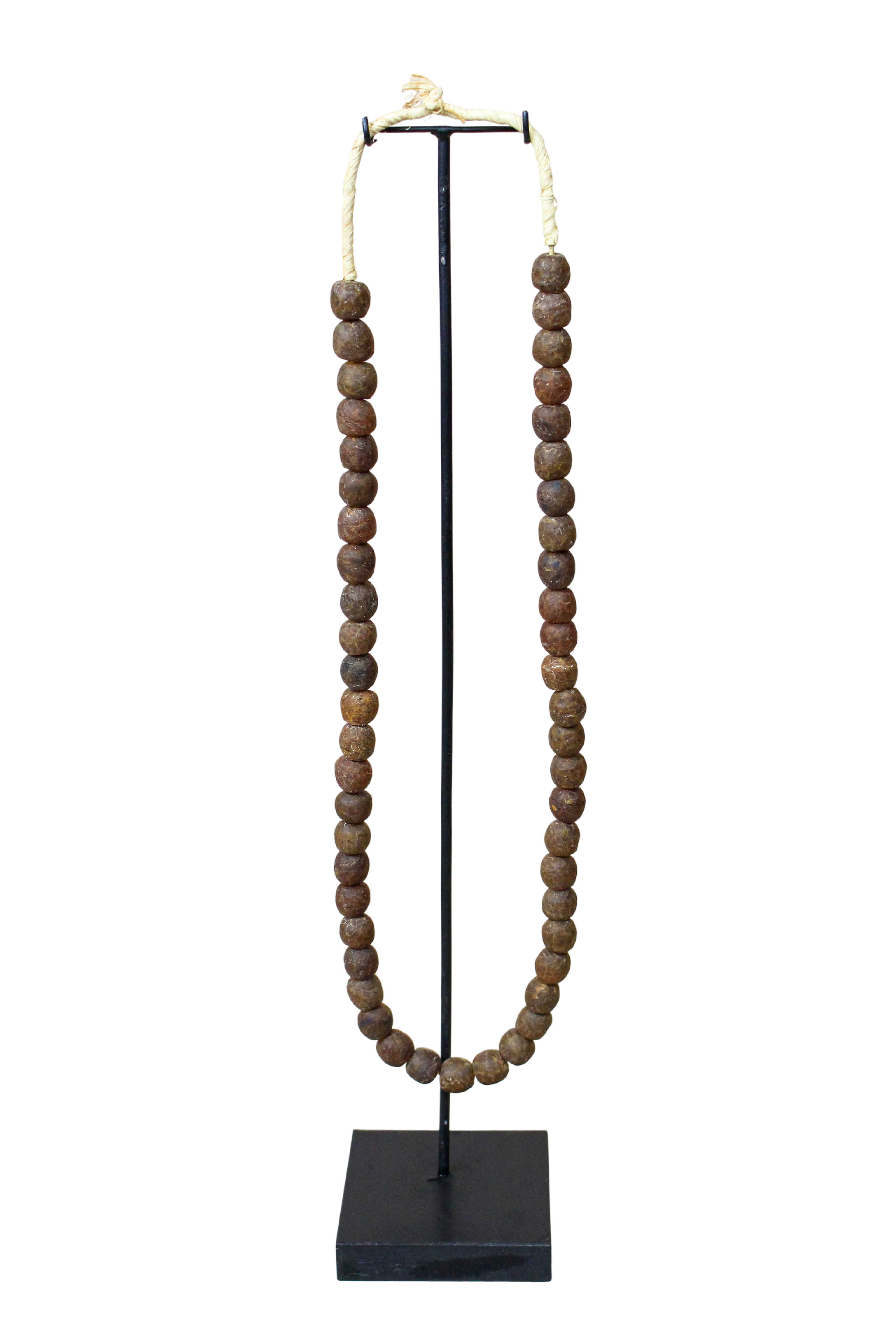 Ghana Glass Beads Necklace, Brown - 85.20