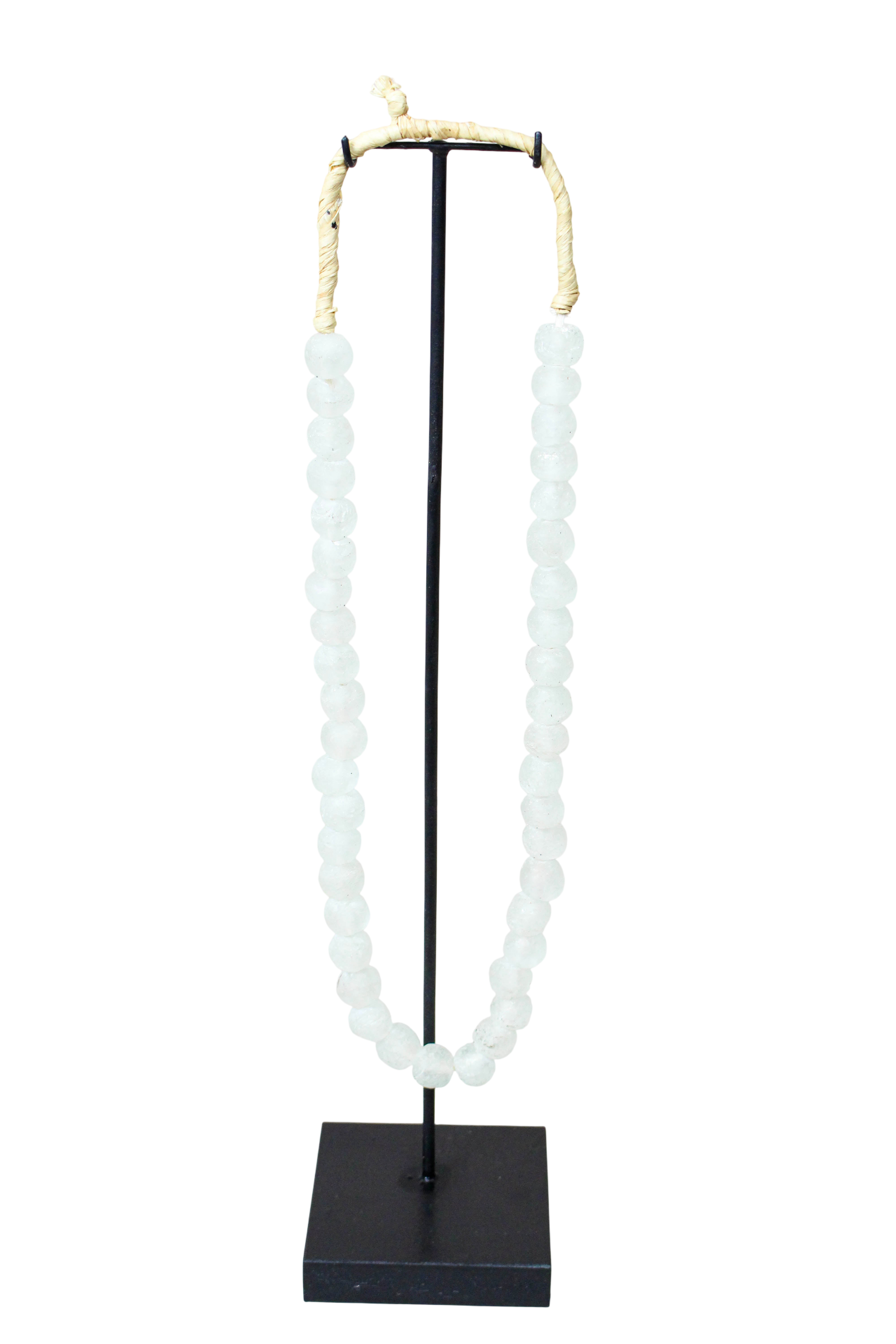 Ghana Glass Beads Necklace, White - 85.21