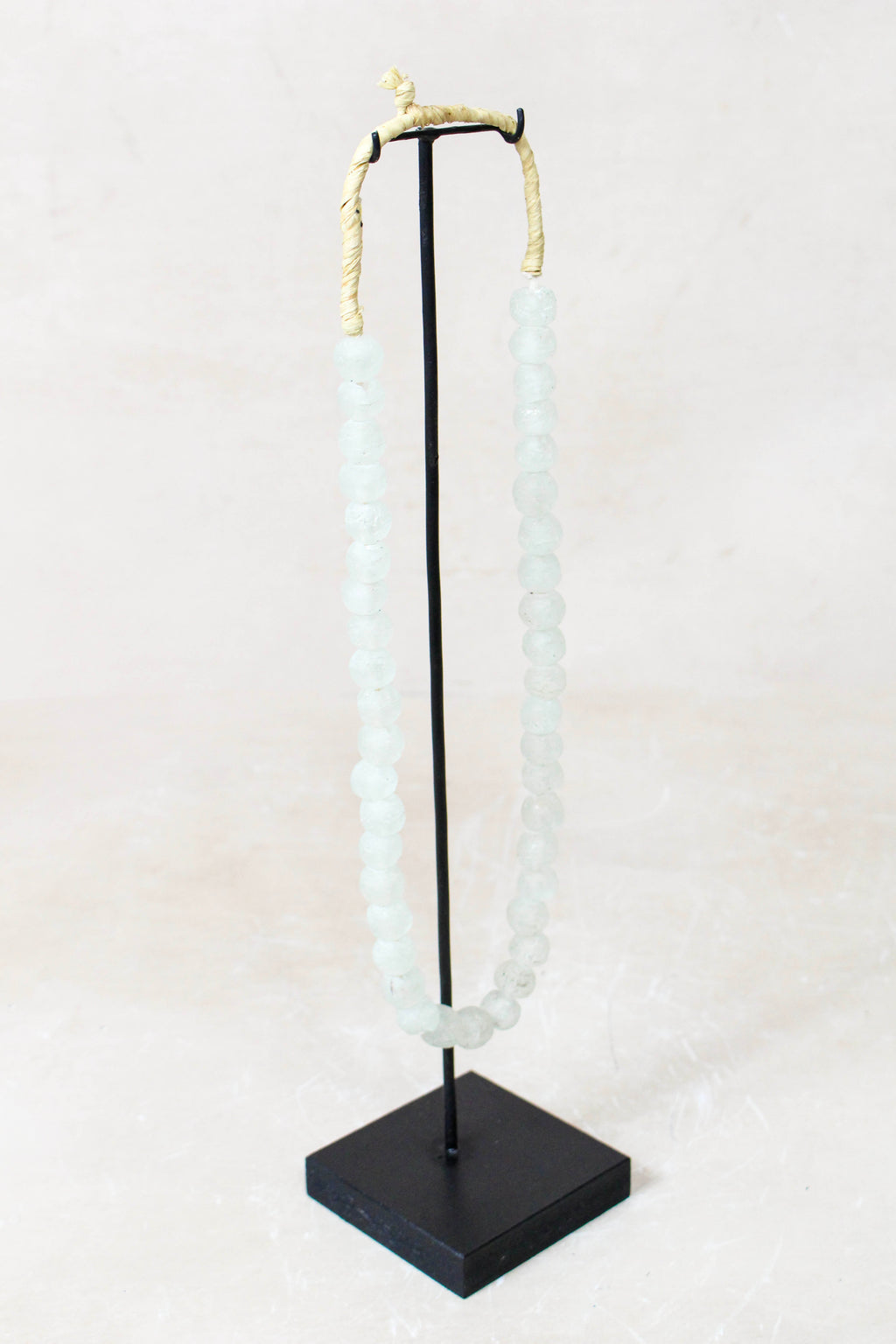 Ghana Glass Beads Necklace, White - 85.21
