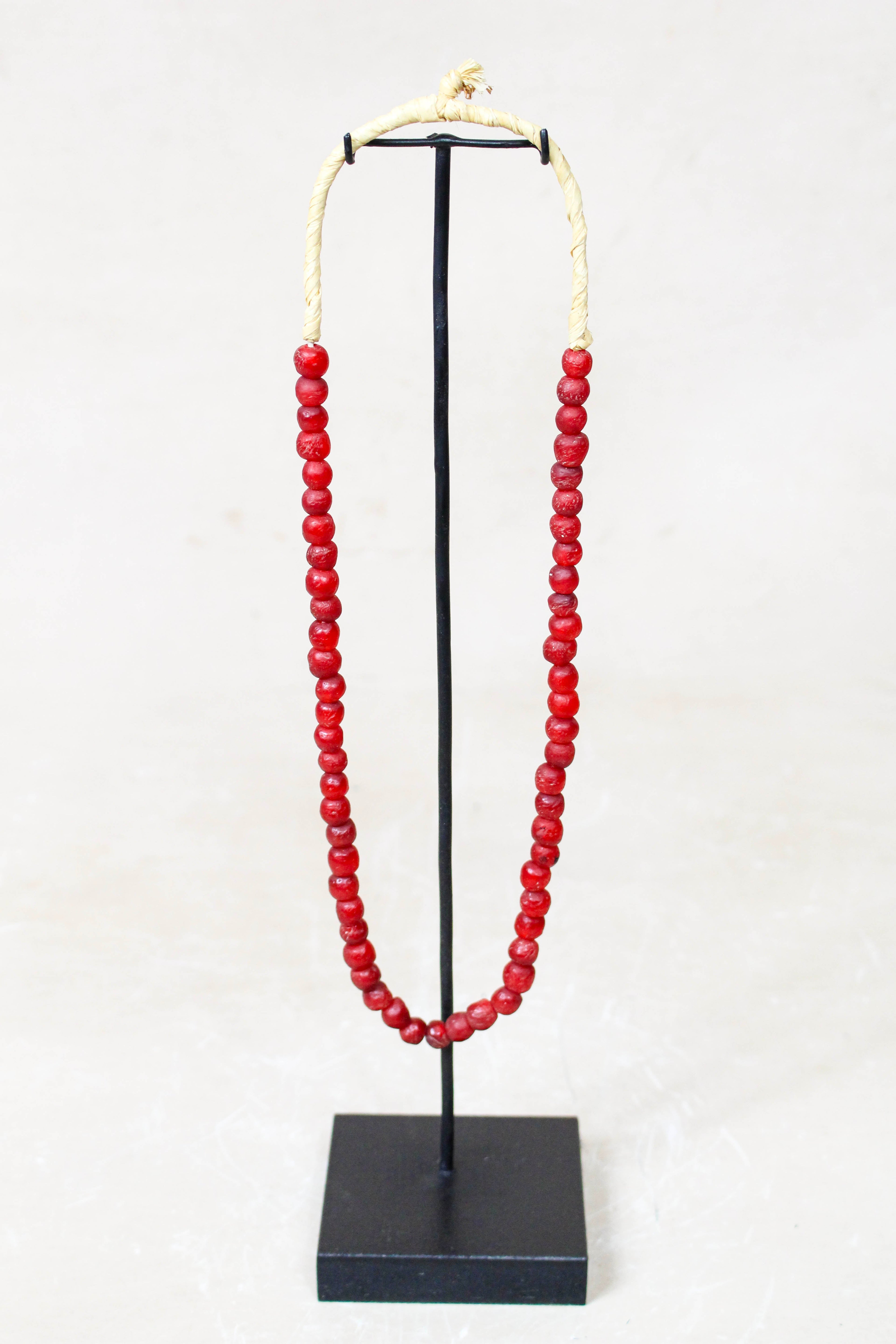 Ghana Glass Beads Necklace, White - 85.22