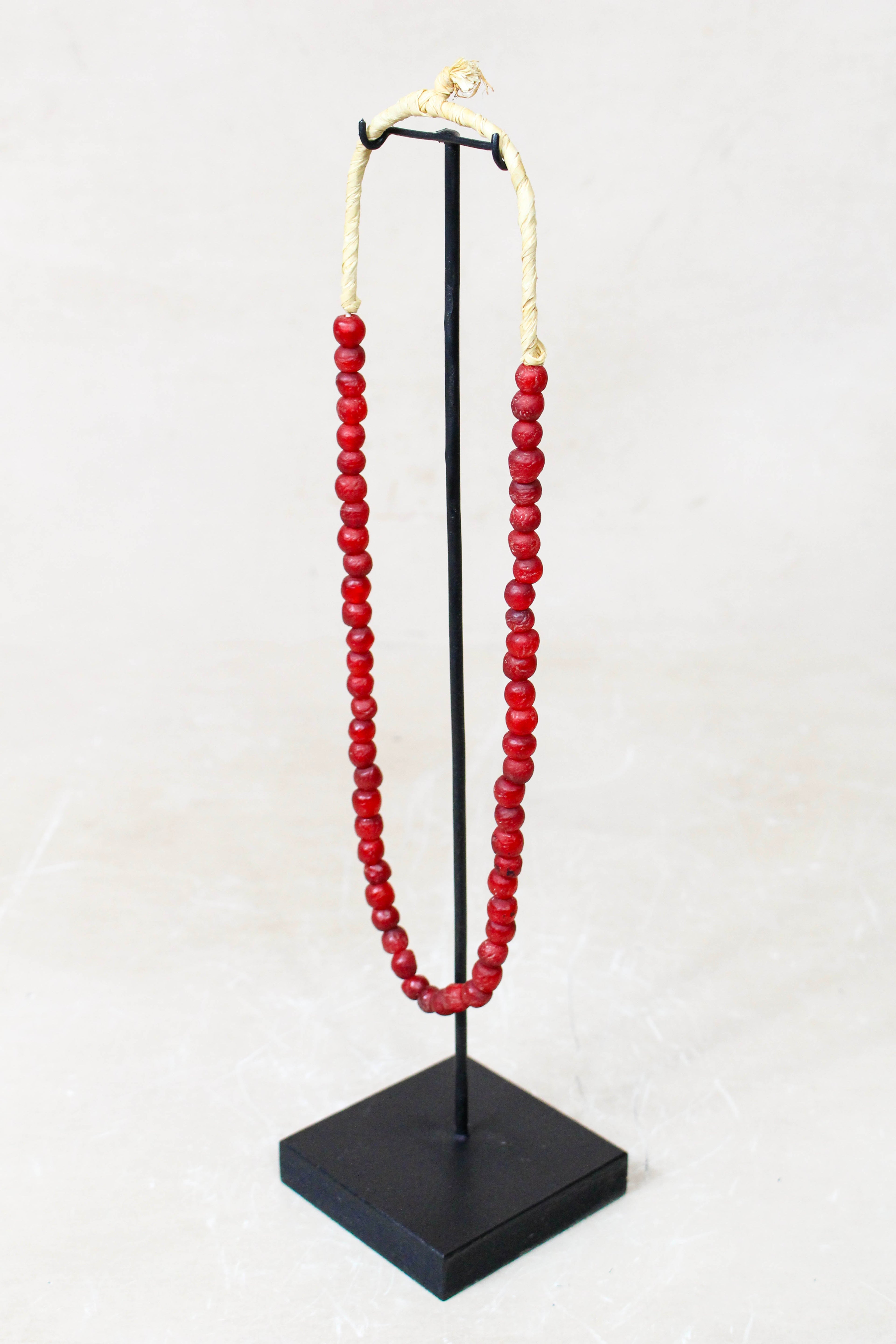 Ghana Glass Beads Necklace, White - 85.22