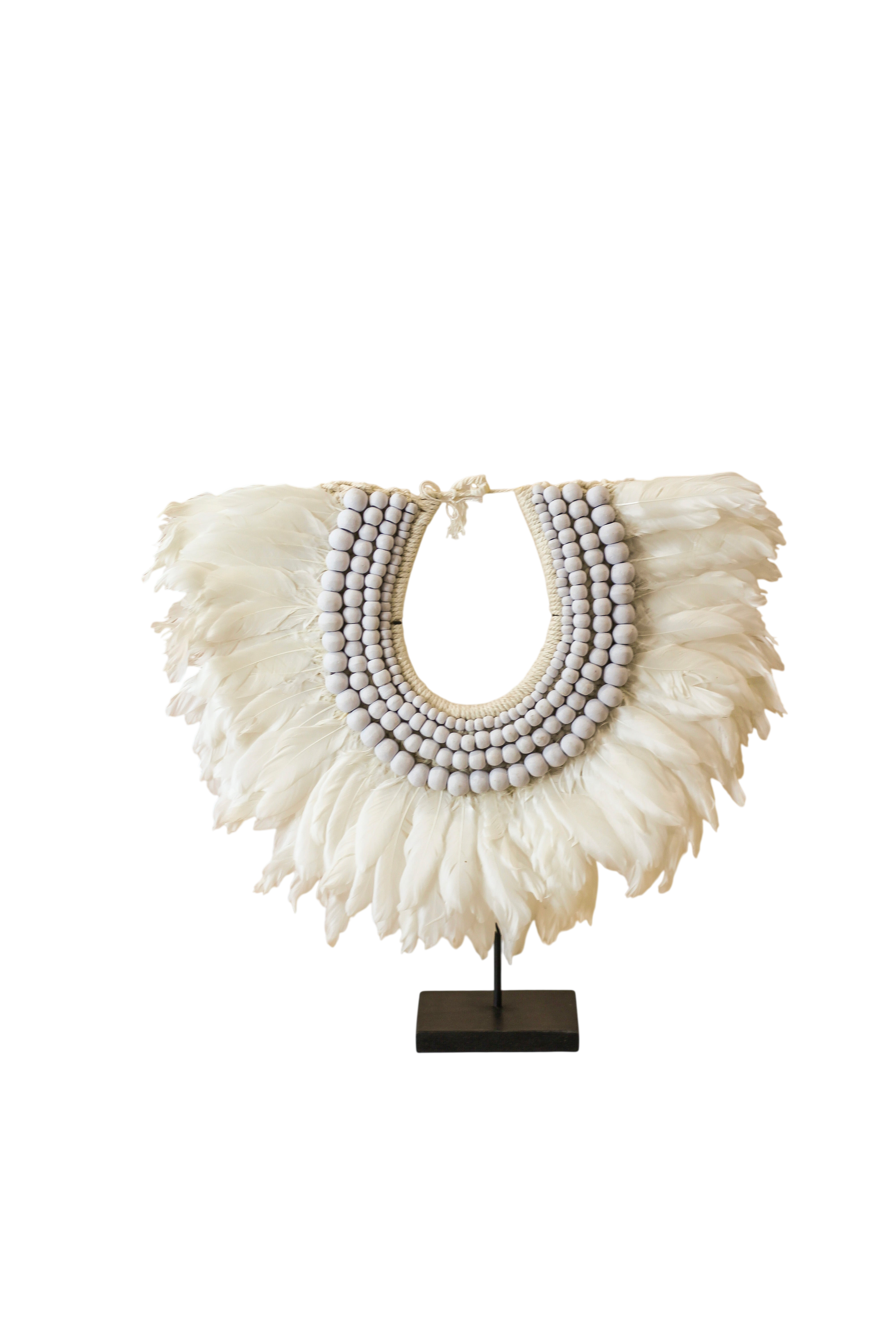 Handmade Feathers and Beads Necklace - 22.6