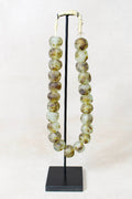 Ghana Glass Beads Necklace, White and Brown - 85.25