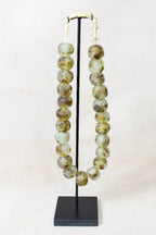 Ghana Glass Beads Necklace, White and Brown - 85.25